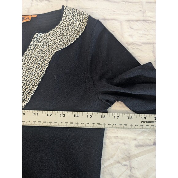 Tory Burch Merino Wool Tunic Sweater With Beaded Rope Collar Size Medium - Picture 7 of 11